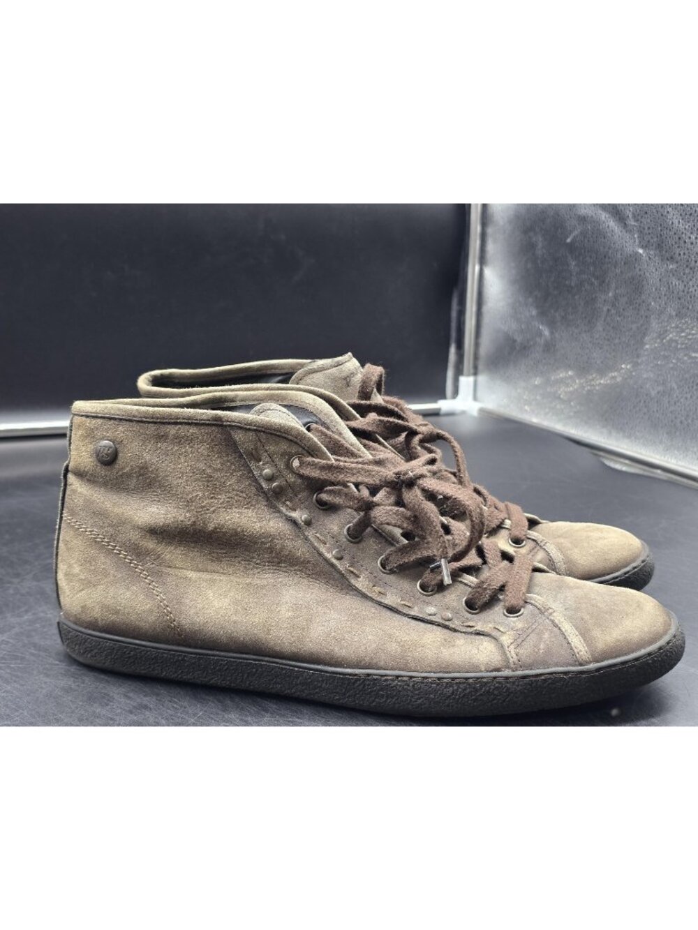 Paul Green 4005 Shoes Womens Size 7 Brown Suede Lace Up Casual Sneakers Damaged